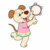 пример раскраски собака играет с бубном