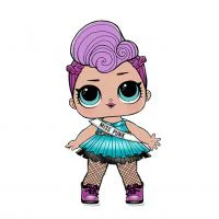 Цветной вариант раскраски кукла lol с яркими волосами мисс панк (miss punk)