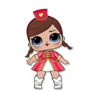 Цветной вариант раскраски кукла лол девочка в красном (majorette)