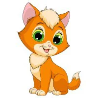 Цветной вариант раскраски очень милый котенок