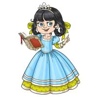 Цветной вариант раскраски принцесса читает книгу