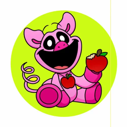 Цветной вариант раскраски picky piggy с яблоком