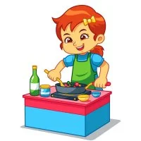 Цветной вариант раскраски детская кухня