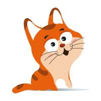 Цветной вариант раскраски котик улыбается