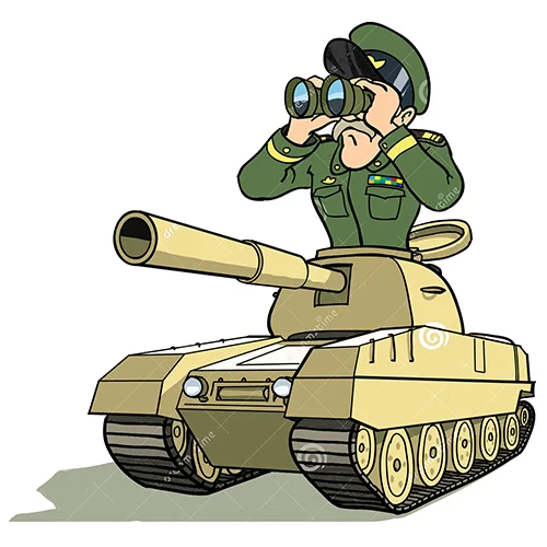 Цветной вариант раскраски военный в танке
