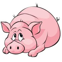 Цветной вариант раскраски толстая свинка