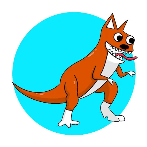 Цветной вариант раскраски банбан kittysaurus