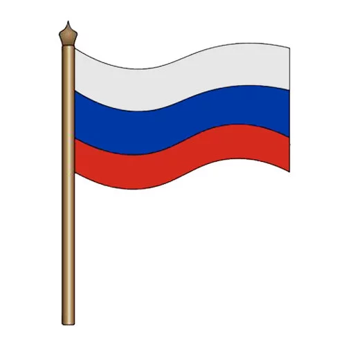 Цветной вариант раскраски флаг россии и контурная карта