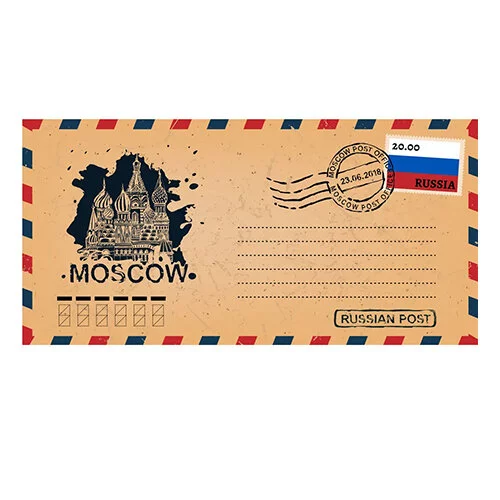 Цветной вариант раскраски конверт россии