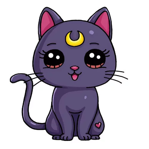 Цветной вариант раскраски кошечка сейлор мун