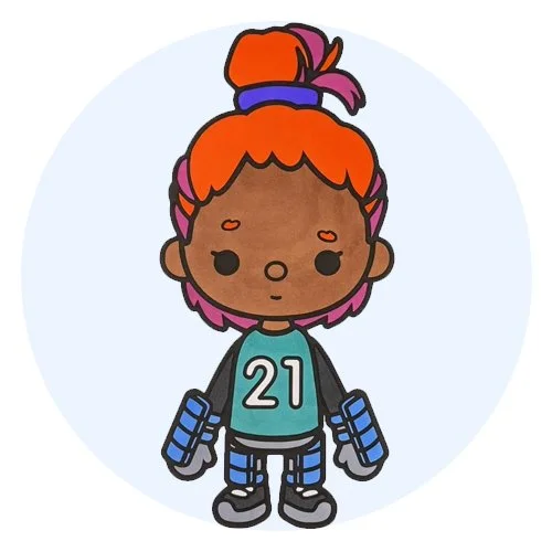 Цветной вариант раскраски toca boca девочка спорт