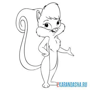 Раскраска красивая белка девочка