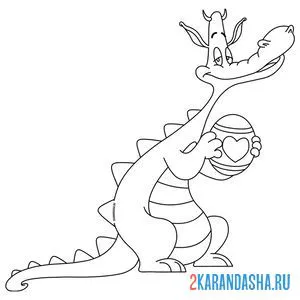 Раскраска дракончик с яйцом