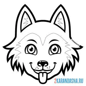 Раскраска веселая маска волка