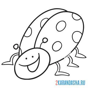 Раскраска улыбается божья коровка