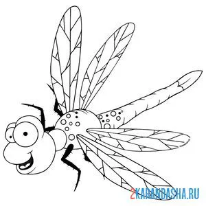 Раскраска забавная стрекоза