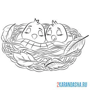 Раскраска птенцы осень