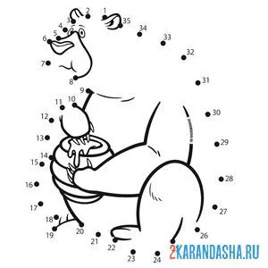 Раскраска по точкам медведь ест мед