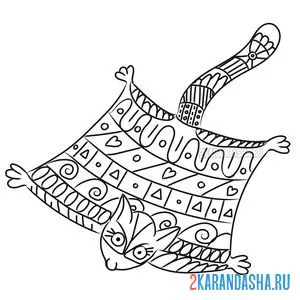 Раскраска антистресс белка летяга