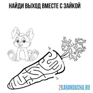 Раскраска лабиринт морковка