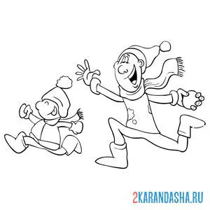 Раскраска зимние развлечения