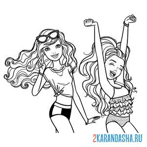Раскраска барби подружки