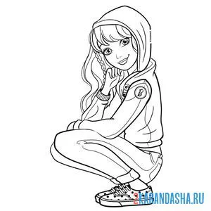 Раскраска барби кукла в кедах