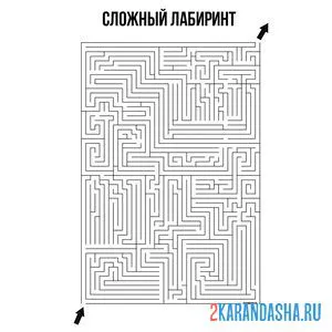 Раскраска большой сложный лабиринт
