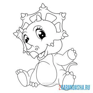Раскраска динозаврик для детей