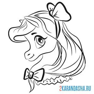 Раскраска пони с бантиком