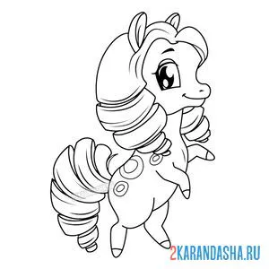 Раскраска милый пони с красивой гривой