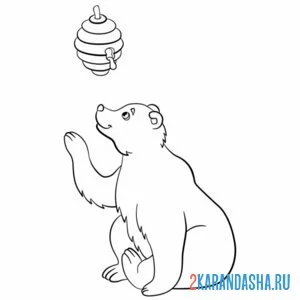 Раскраска медведь и улей