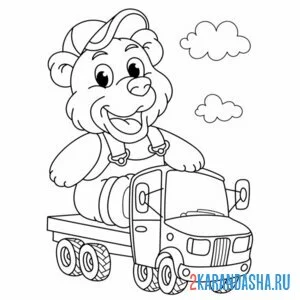 Раскраска мишка на машине