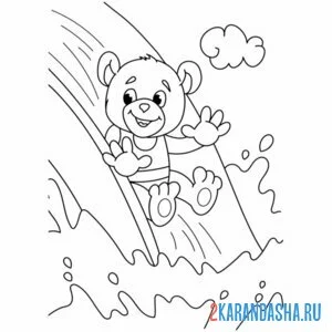 Раскраска мишка на горке