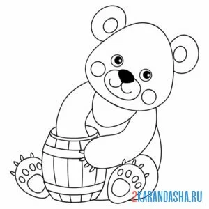 Раскраска мишка ест мед