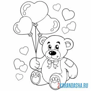 Раскраска воздушные шары мишки