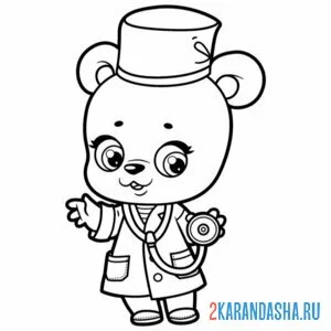 Раскраска мишка девочка врач