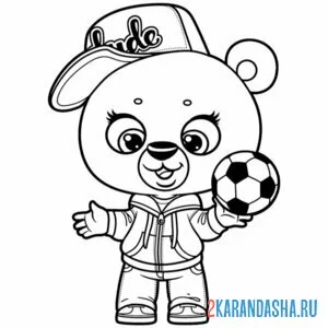 Раскраска медведь футболист