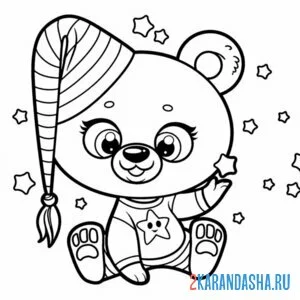 Раскраска миша в пижаме