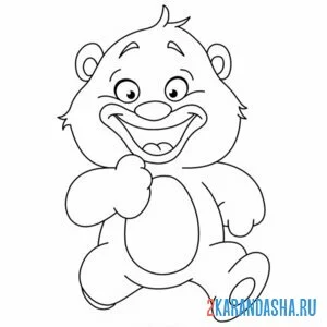 Раскраска мишка мультяшный бежит
