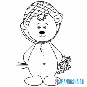 Раскраска медведь 23 февраля