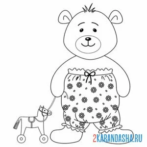 Раскраска мишка в штанах