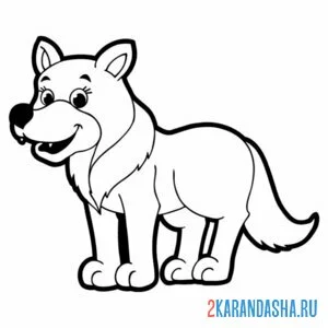 Раскраска мультяшный волк