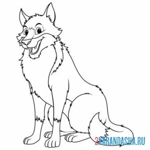 Раскраска волк смеется