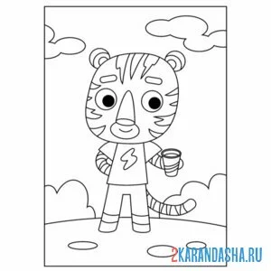 Раскраска тигр спортсмен