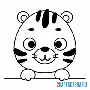 Раскраска тигр за партой
