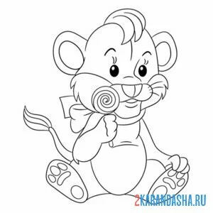 Раскраска львенок и леденец