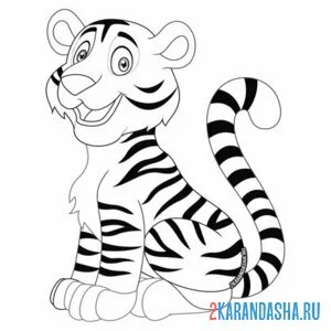 Раскраска тигр добрый