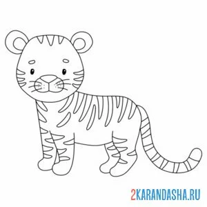 Раскраска тигр забавный большой
