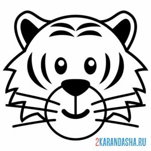 Раскраска простой тигр голова